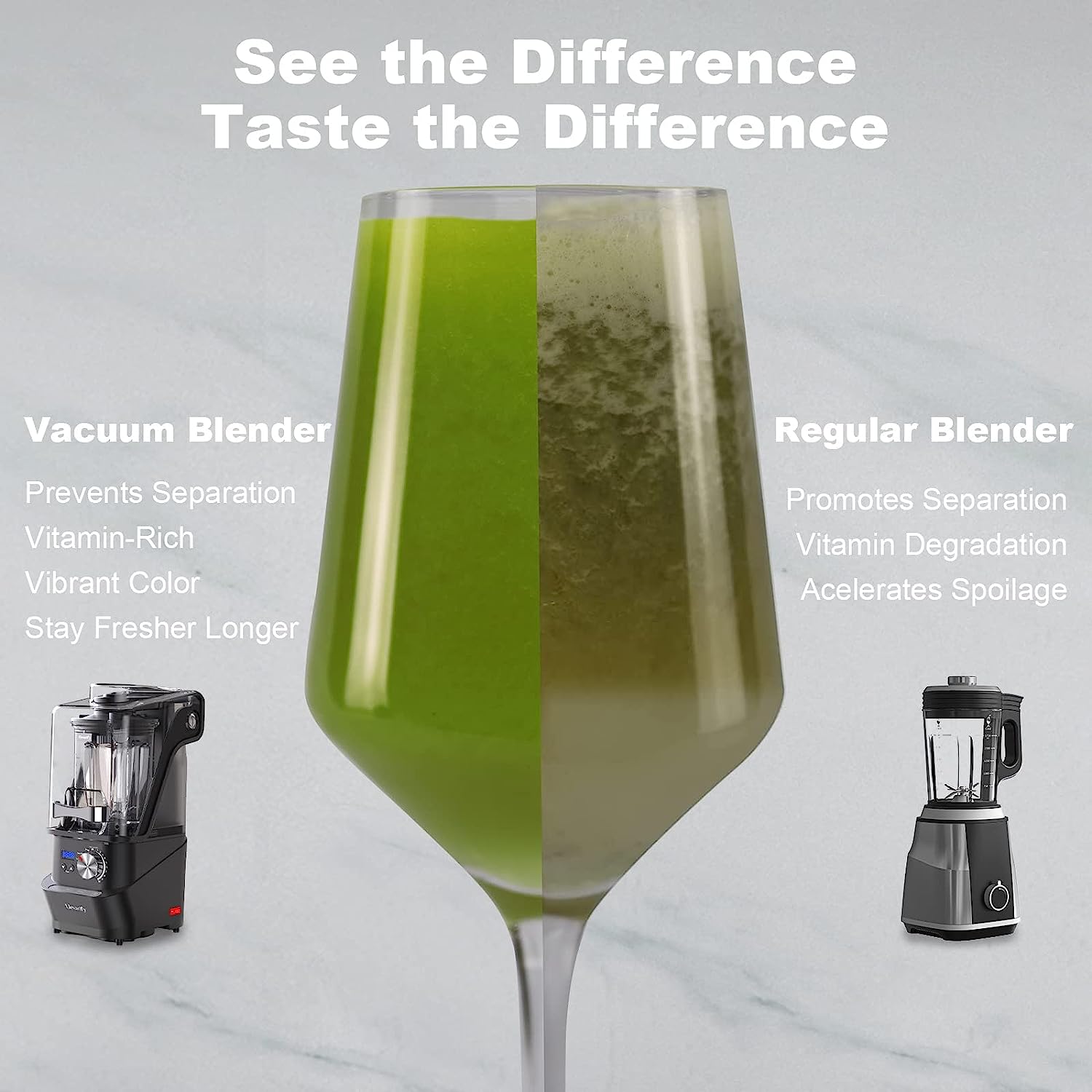 Kitchen Quiet Professional Blender: Vacuum Commercial Blender for Shakes and Smoothies